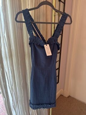 SAYLOR Navy Ruffle Strap Mini Dress